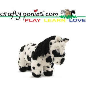 craft ponies, soft toy black and white pony,