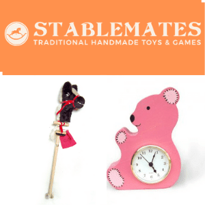 stable mates, hobby horse and childs bedroom clock by stablemates made in great britain, british toys, uk toys brands,
