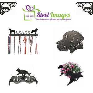 metal dog lead hooks and brackets and art work and flower planters made in uk and can be personalised gifts