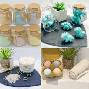 handmade bath bombs and candles and melts in jars made in britain