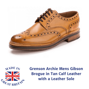 grenson archie men's brougue shoes brown made in England