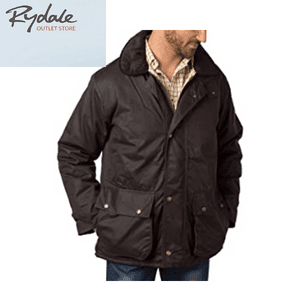 man wearing a rydale outlet wax jacket