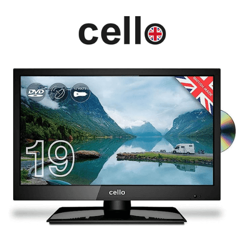 british made Cello HD travel tv with 12 volt adapter for caravans and mobile homes