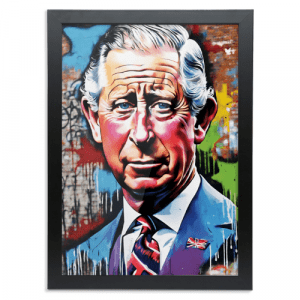 King Charles III portrait graffiti style modern wall art print
