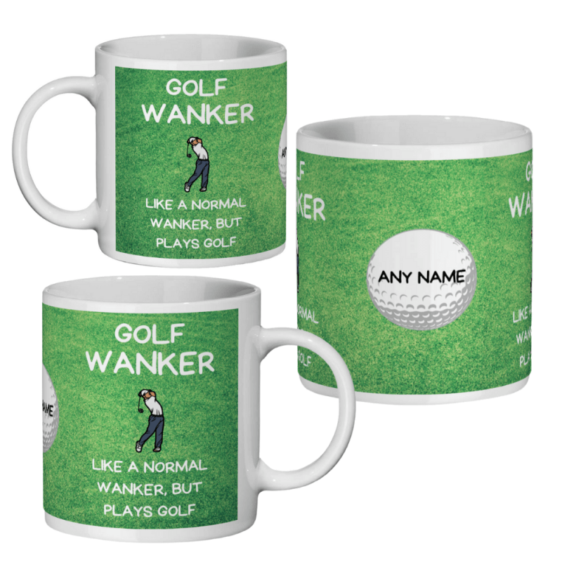Golf Wanker Mug, Funny personalised golfer mug gift idea