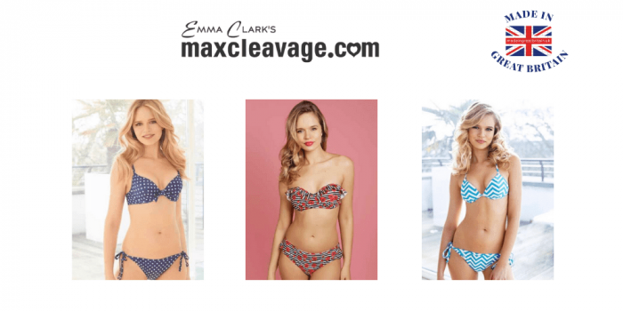 women wearing max cleavage gel filled bikinis made in uk