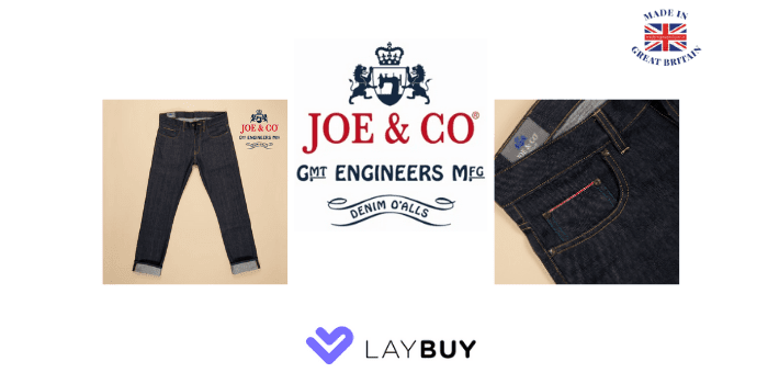 joe and co, british made mens jeans, made in britain, laybuy shops uk,