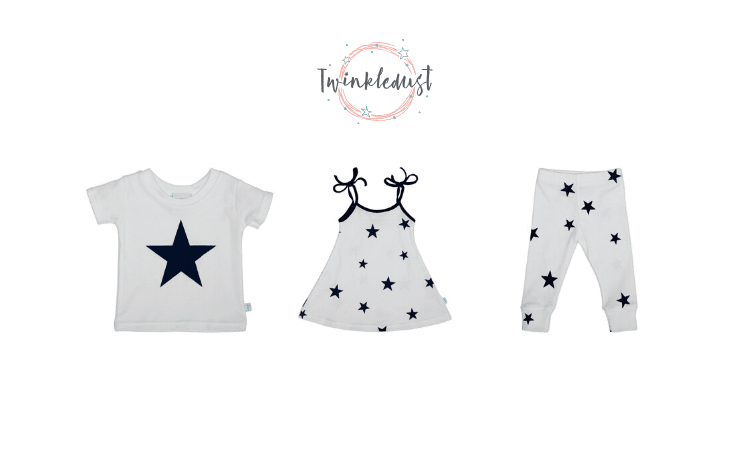 twinkle dust, star design toddler clothes, made in england, baby and toddler clothing, made in englnad