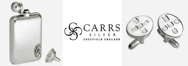 carrs of sheffiled, silver cufflinks, silver hipflask, made in great britain, British gift ideas
