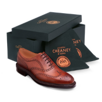 joseph cheaney and sons luxury men's shoes made in england, men's brown brogue leather shoes in luxury gift box by cheaney