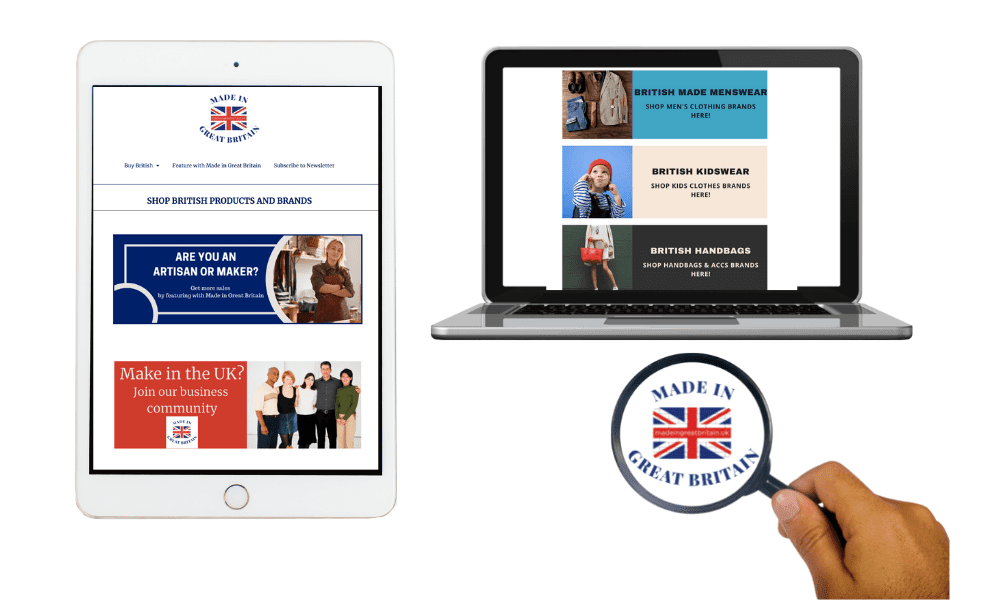 laptop and tablet featuring Made in Great Britain website