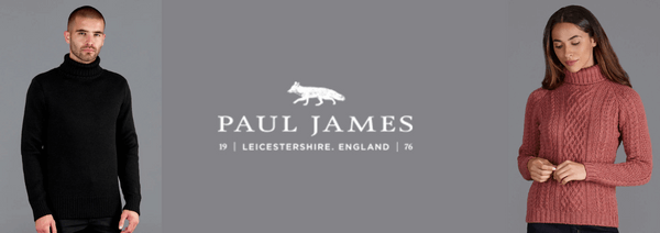 paul james knitwear made in england, mens black jumper made in britain, ladies