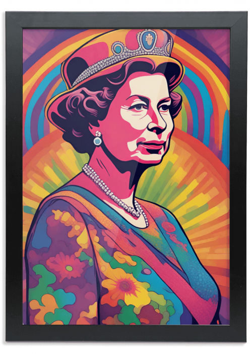Psychedelic Queenie, Queen Elizabeth UK wall art