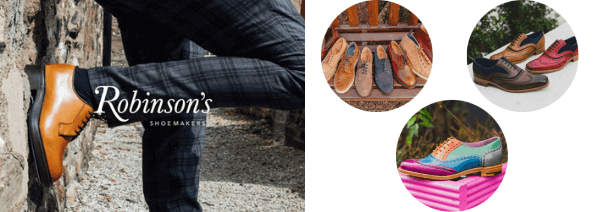 robinson's handmade shoes in UK, Brogues and derby men's shoes, best british shoe brands