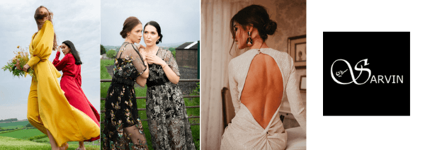 women wearing luxury evening and day dresses by sarvin, Best of British