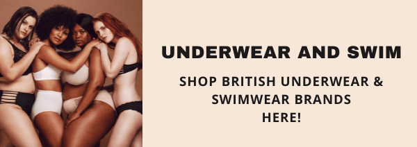 underwear and swimwear made in Britain, 4 women of different sizes, black and white and ginger hair modelling underwear made in the UK,